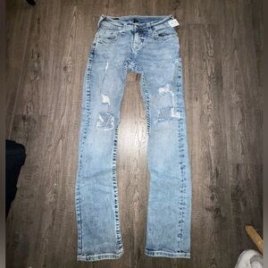 True Religion Women's Light Blue Relaxed Straight Leg Jeans